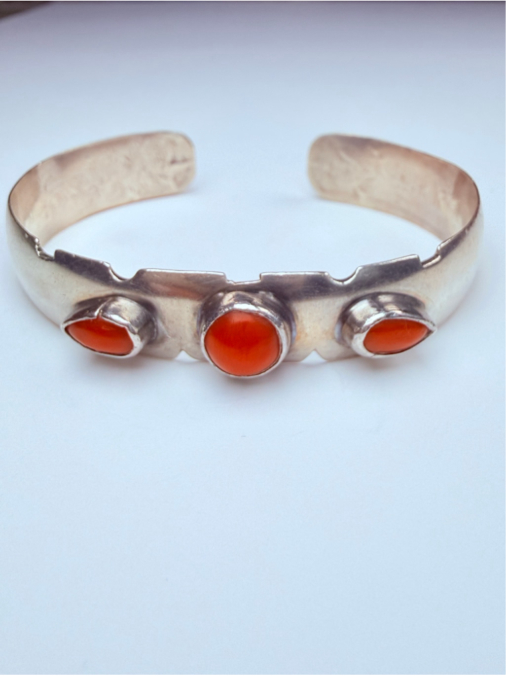 Irene Chiquito Navajo Red Coral 925 Sterling Silver VTG Native Cuff Bracelet